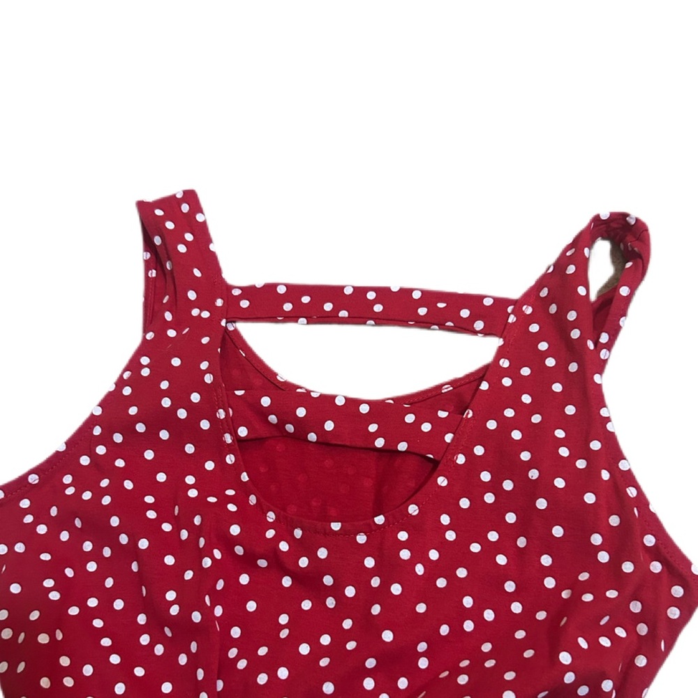 Red Polka Dot Skater midi 100% cotton dress - Picture 2 of 3